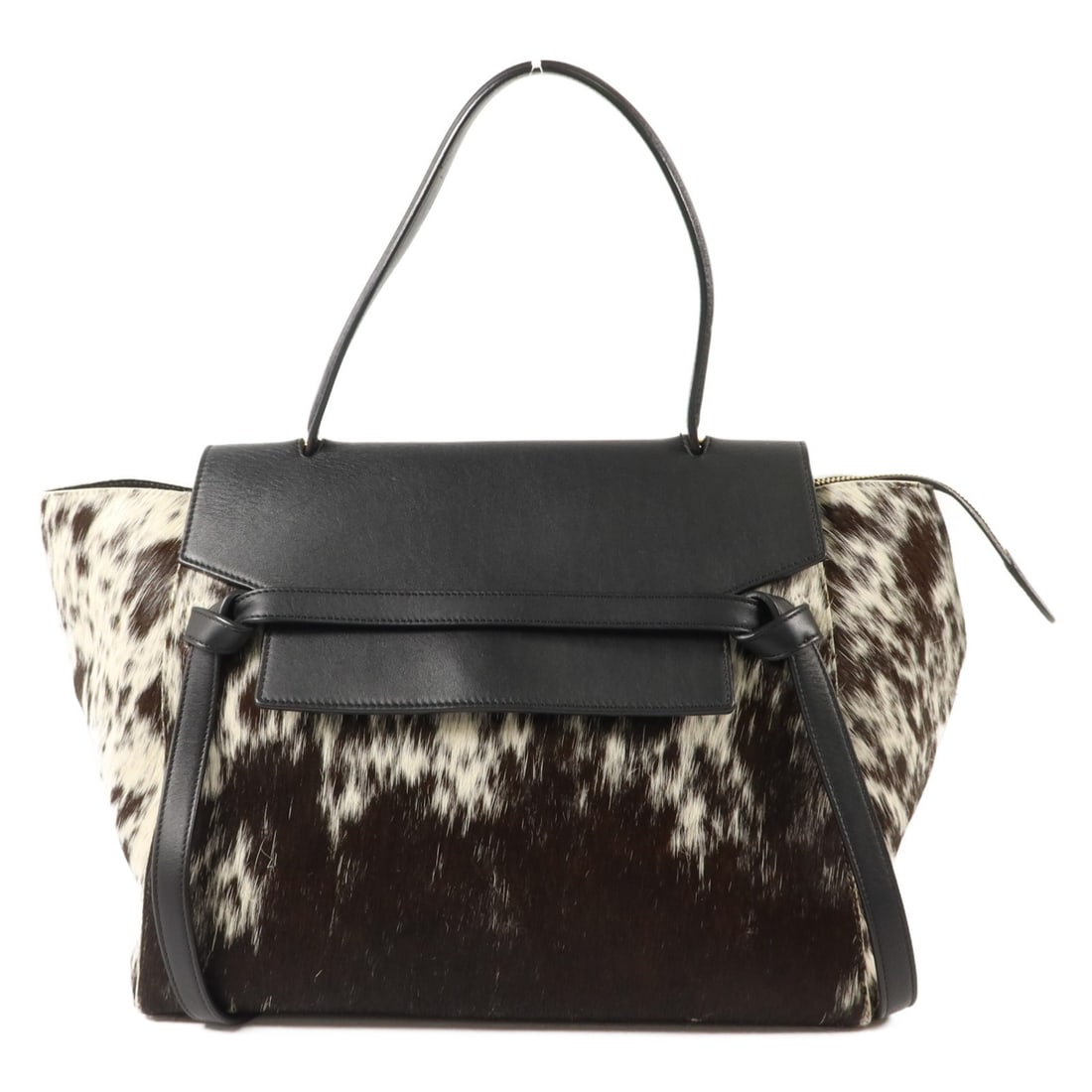 CELINE Micro Belt Shoulder Bag in Calfskin and Horsehair Black White: CELINE Micro Belt Shoulder Bag in Calfskin and Horsehair Black White Celine Micro Belt Bag shoulder bag in black and white calfskin leather and horsehair. This women's bag features a structured silhou