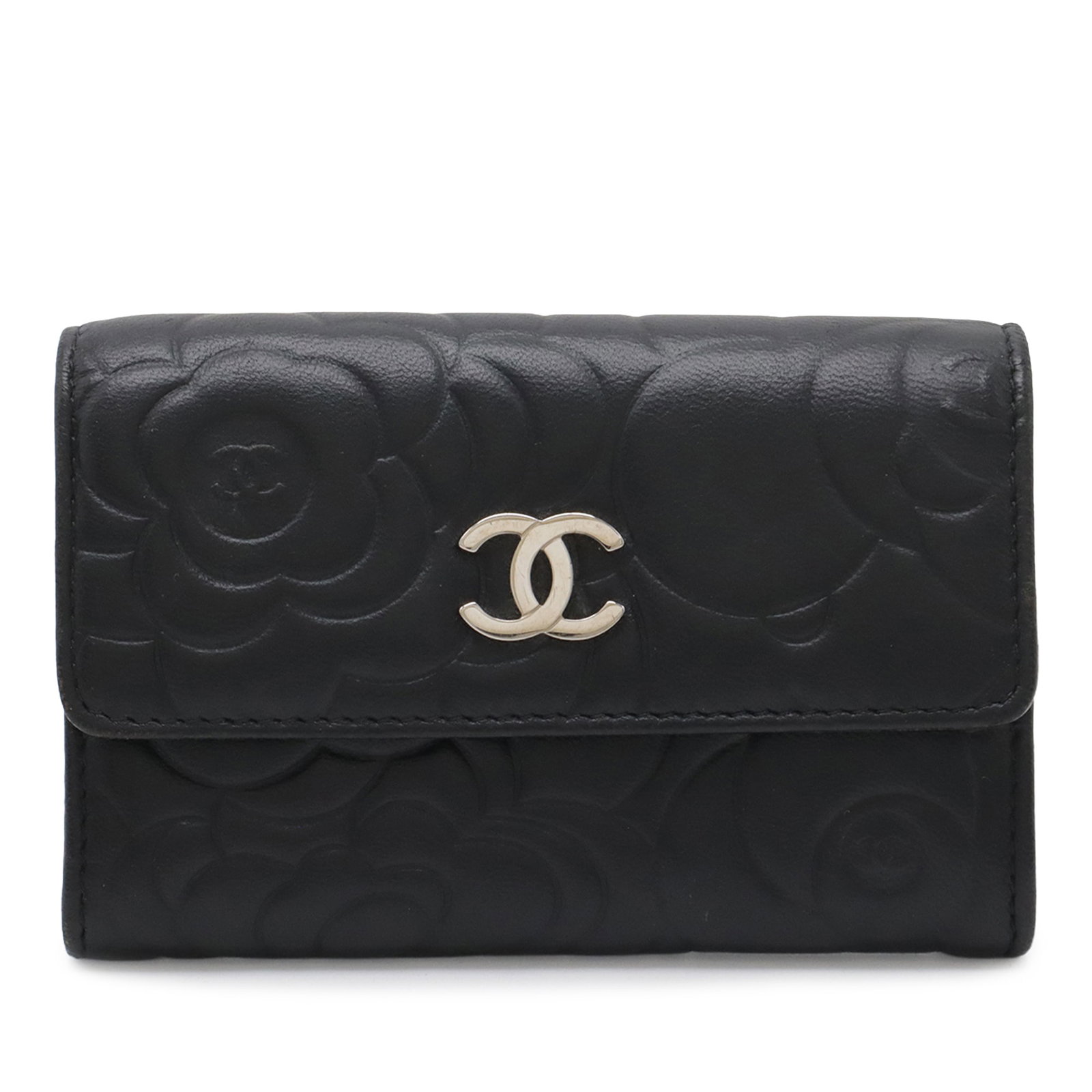 Chanel Camellia CC Leather Card Holder Black Italy (1 of 9)