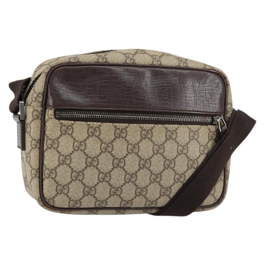 Gucci 114291 GG Supreme PVC Leather Shoulder Bag Beige Silver: Gucci 114291 GG Supreme PVC Leather Shoulder Bag Beige Silver Authentic Gucci GG Supreme shoulder bag in beige and silver with a PVC leather and GG canvas exterior. This women's shoulder bag is made i