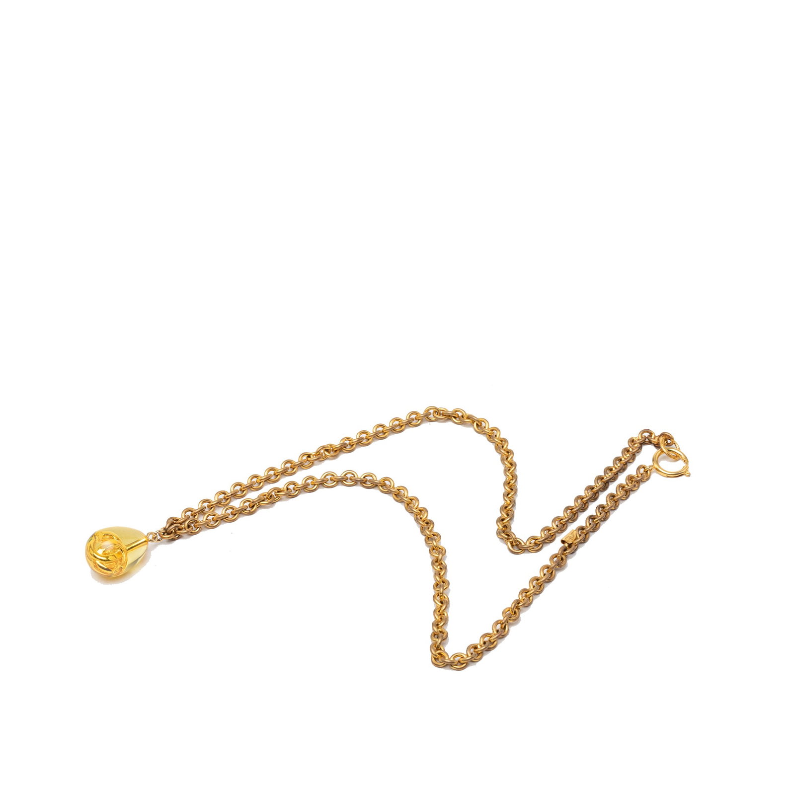 Chanel CC Teardrop Pendant Necklace in Gold Plated Resin (1 of 6)