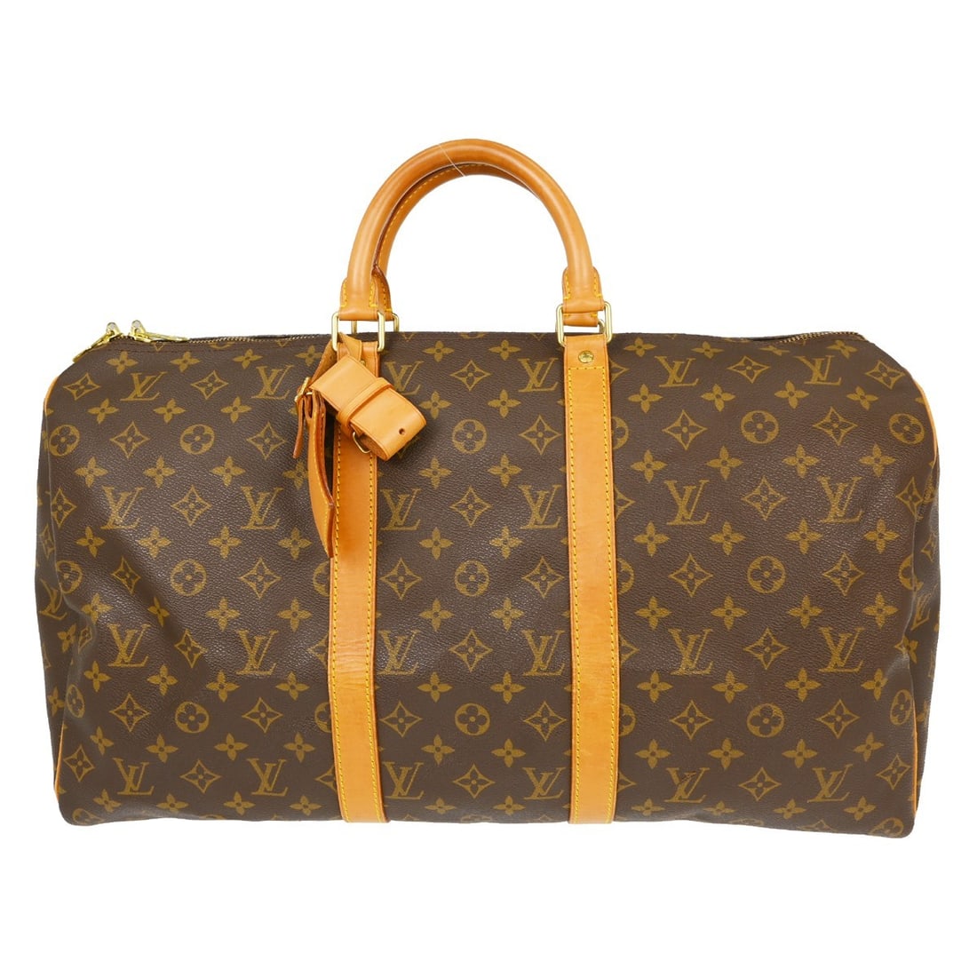 Louis Vuitton Keepall Unisex Brown Canvas Travel Bag: Louis Vuitton Keepall Unisex Brown Canvas Travel Bag Louis Vuitton Keepall in brown monogram canvas. This unisex bag is made in France and is presented in good condition with visible wear. Noted condi