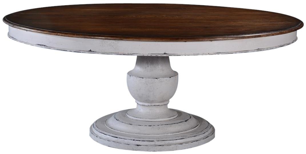 Scottsdale Old World Style Round Dining Table in Antiqued White Pecan Finish: Scottsdale Old World Style Round Dining Table in Antiqued White Pecan Finish Experience the timeless elegance of this Classic Dining Table, designed with Old World charm. This sturdy piece, crafted fr