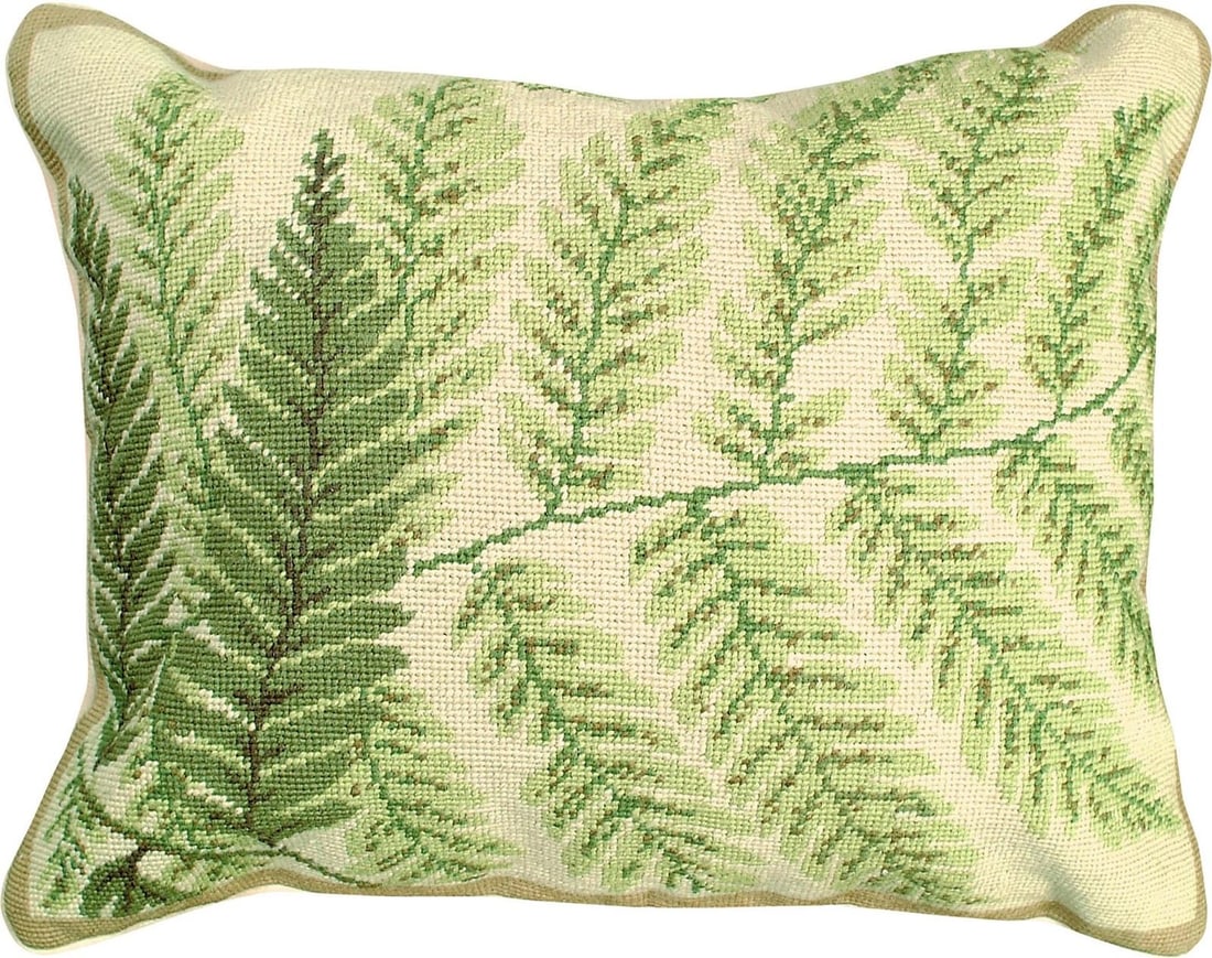 Helene Verin Fern Needlepoint Throw Pillow Arts and Crafts Style (1 of 1)