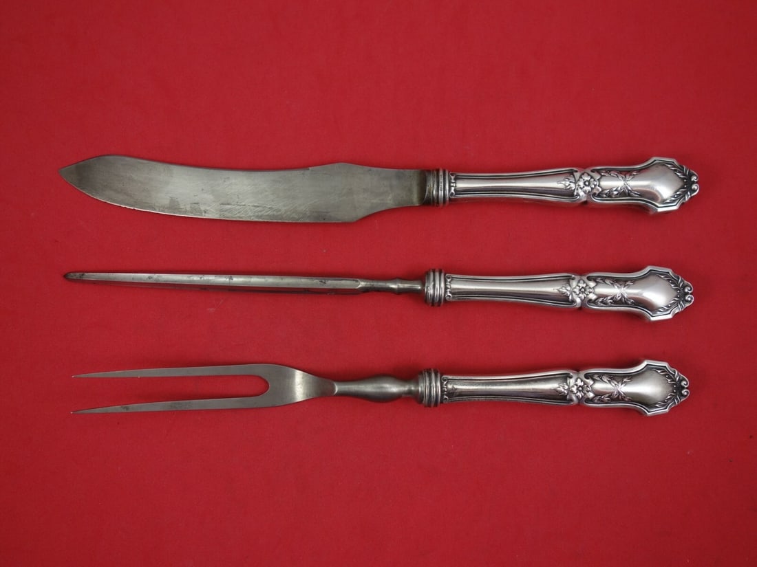 International Silver La Rochelle 3pc Sterling Silver Steak Carving Set (1 of 1)