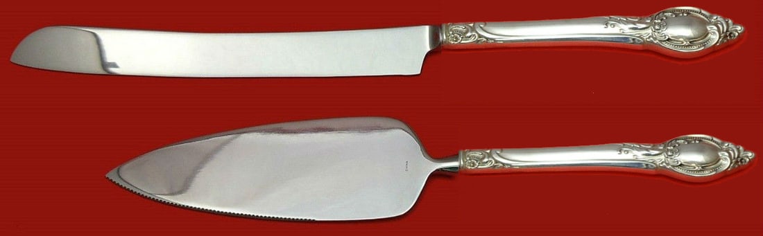 2 Piece Wedding Cake Knife and Server Set Reed and Barton Cameo Sterling (1 of 1)