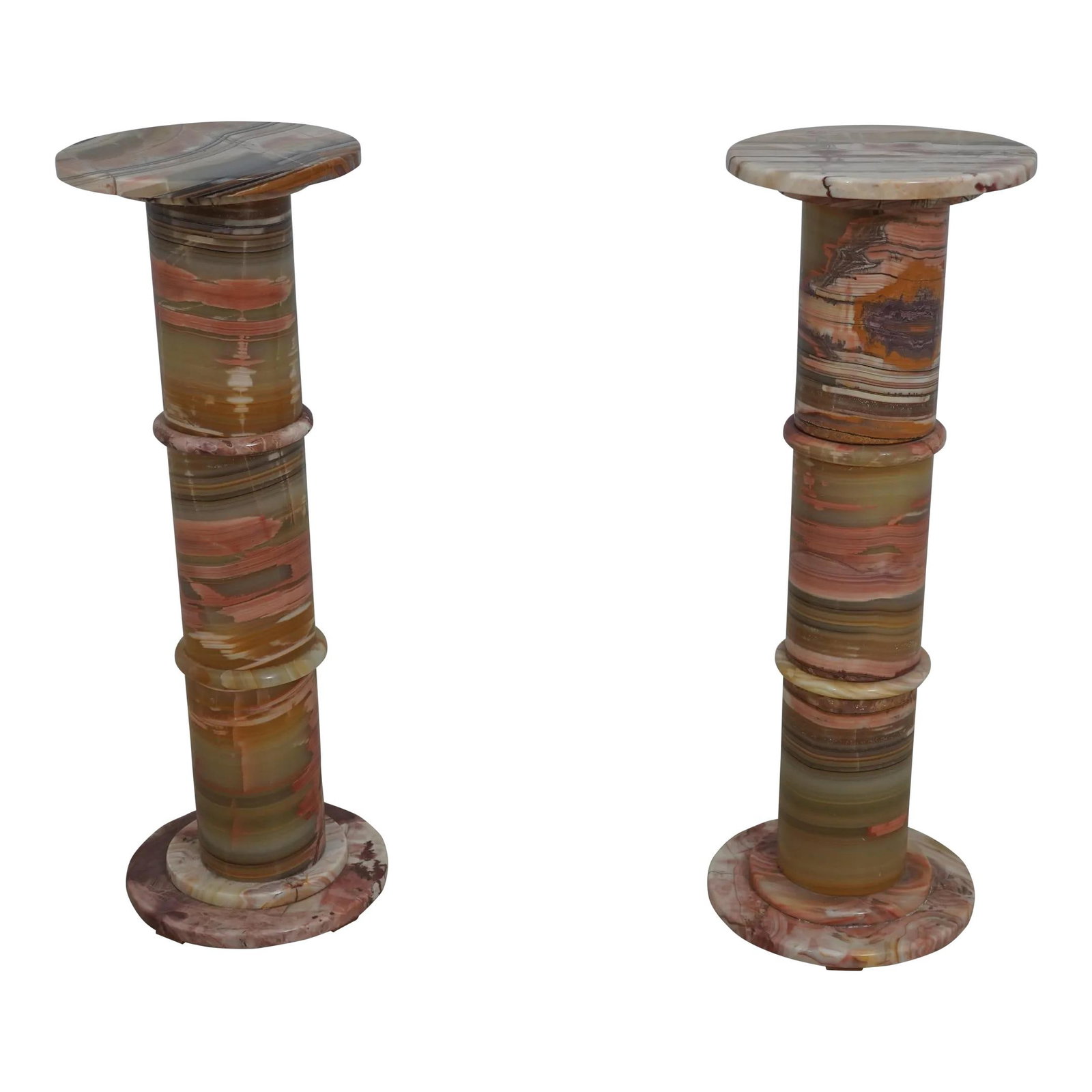 Italian Marble Lighted Pedestal Stands Pair 36 Inches: Italian Marble Lighted Pedestal Stands Pair 36 Inches This exquisite pair of marble lighted base pedestal stands is approximately 50 years old and showcases high-quality Italian craftsmanship. When il