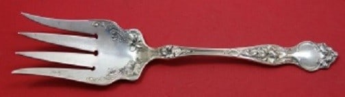 Wallace Violet Sterling Silver 4-Tine Salad Serving Fork 8 3/4": Wallace Violet Sterling Silver 4-Tine Salad Serving Fork 8 3/4" This exquisite salad serving fork is crafted from sterling silver and features a graceful 4-tine design in the elegant Violet pattern by