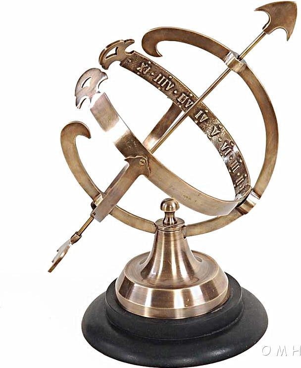 Antique Style Armillary Sphere on Dark Wood Base (1 of 1)