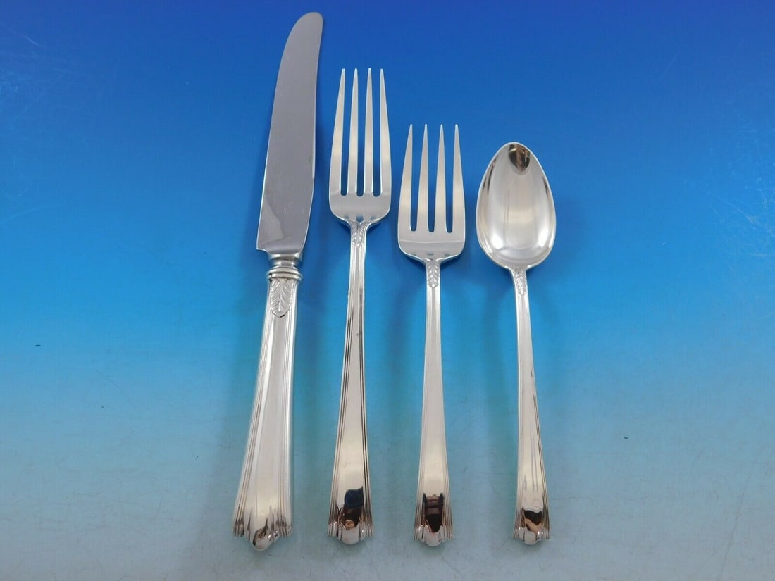Lunt American Directoire Sterling Silver 4-Piece Place Setting: Lunt American Directoire Sterling Silver 4-Piece Place Setting This exquisite 4-piece place setting from Lunt showcases the elegant American Directoire pattern, crafted from high-quality sterling silv