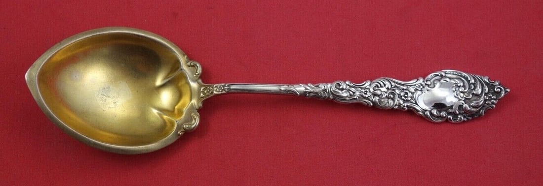 8 inch sterling silver pudding spoon Unger Passaic gold washed (1 of 2)