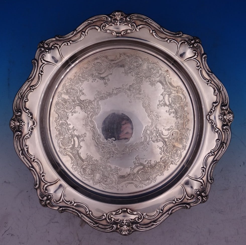 Gorham Chantilly 15 Round Silverplate Tray Chased Center (1 of 5)