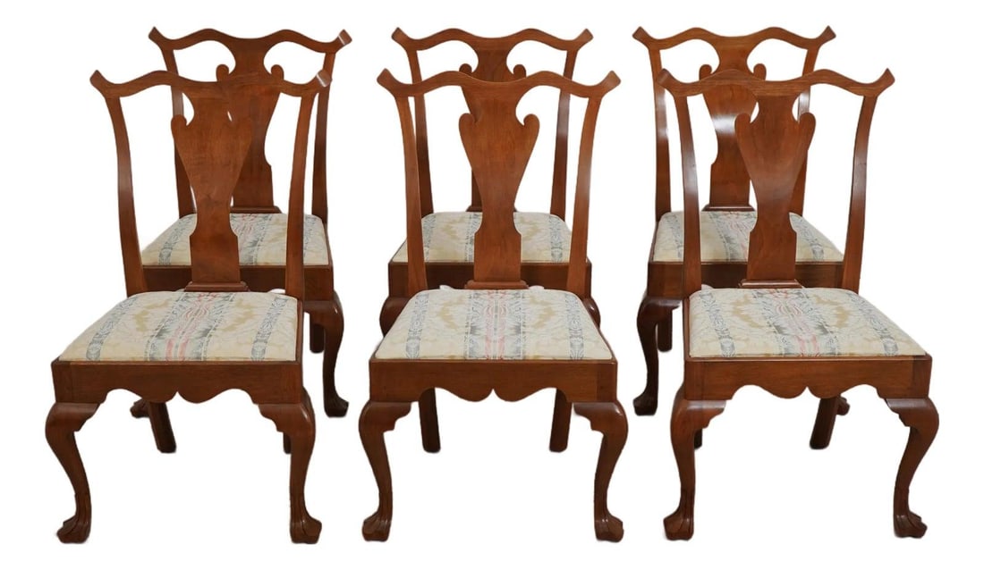 6 Walnut Chippendale Dining Chairs Bench Made Set of 6 (1 of 10)