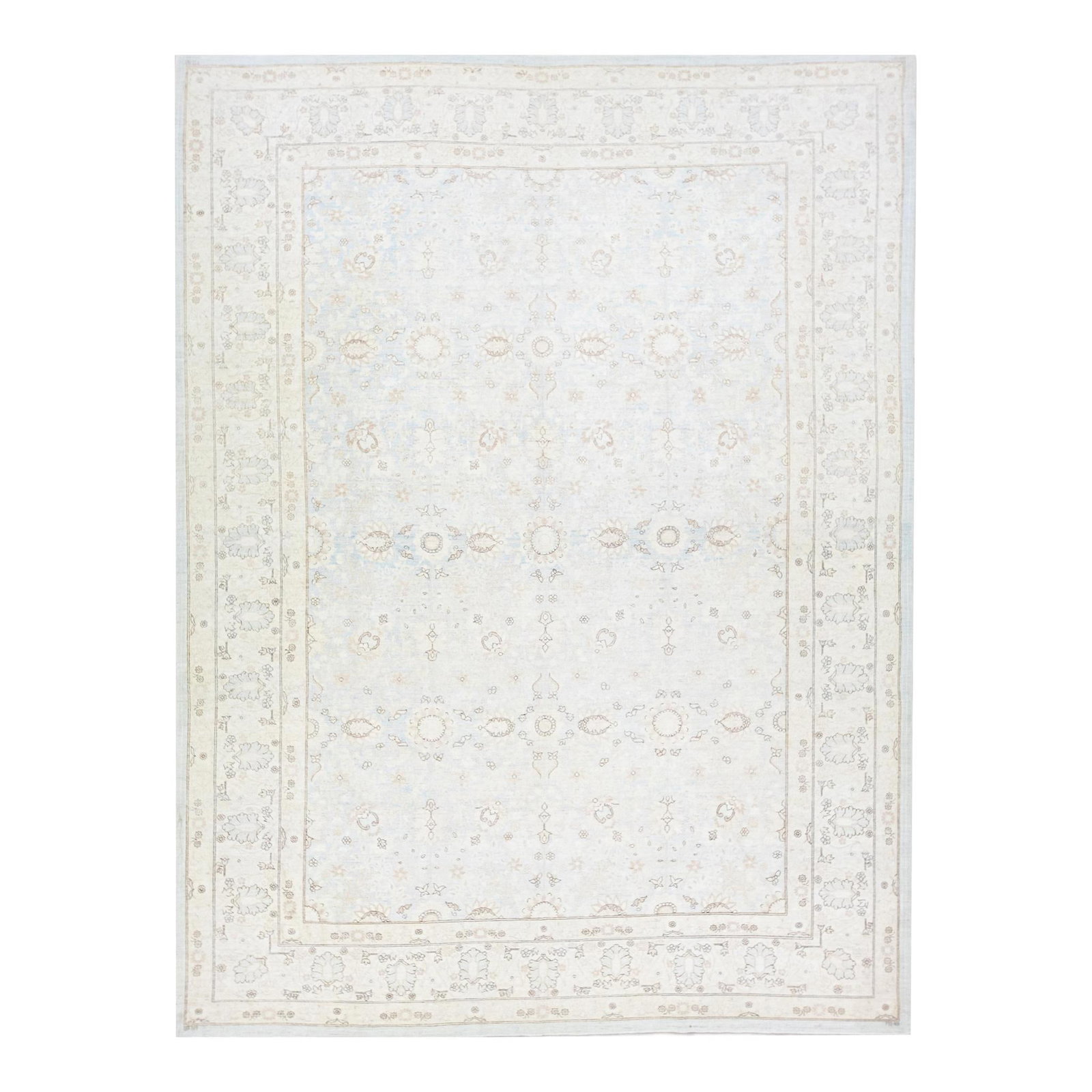 Antique Persian Tabriz Style Floral Wool Rug 8'11 x 12'2 Light Blue: Antique Persian Tabriz Style Floral Wool Rug 8'11 x 12'2 Light Blue Discover the elegance of this antique Persian Tabriz style handmade wool rug, featuring a serene light blue field complemented by a 