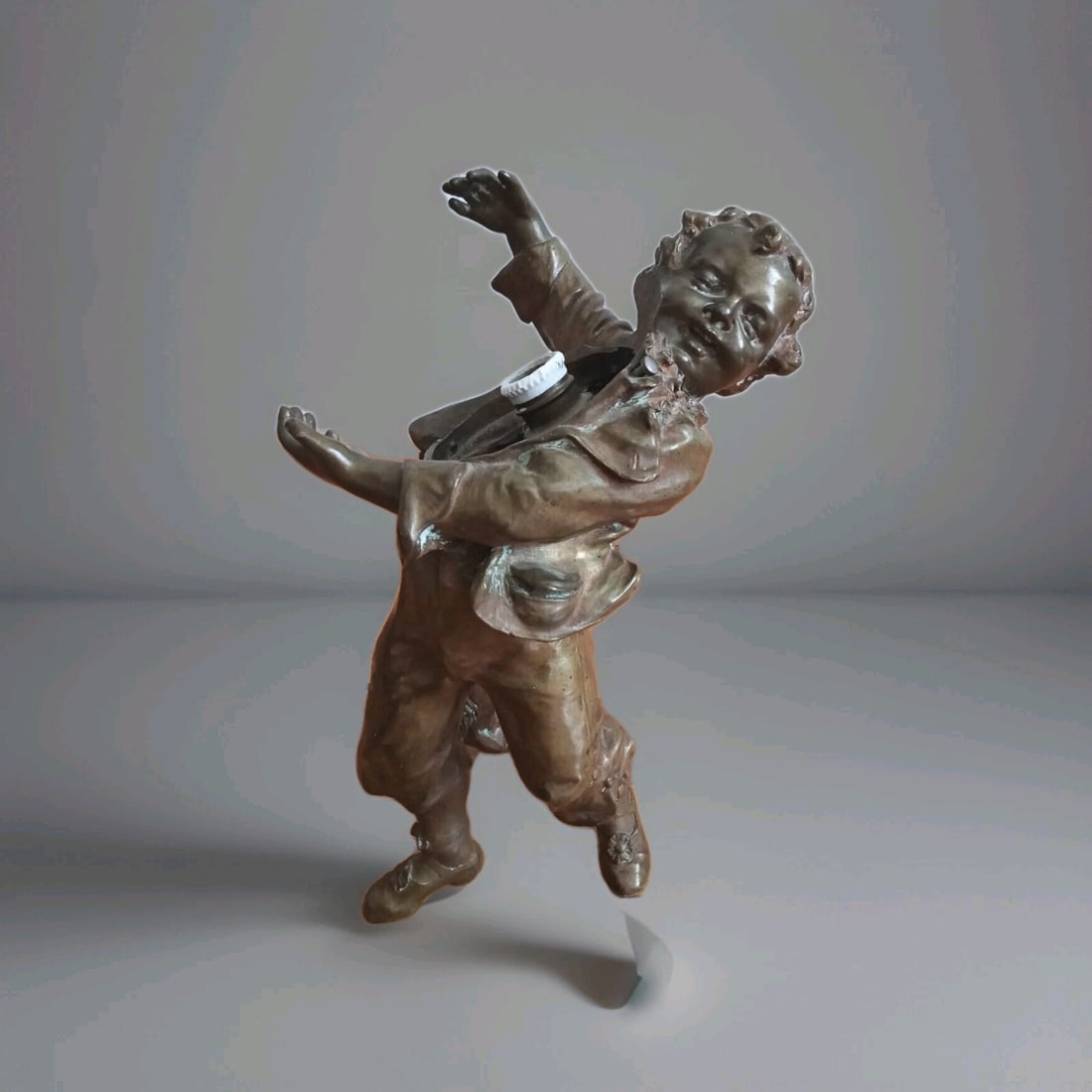 French antique bronze figural boy lamp base missing shade (1 of 12)