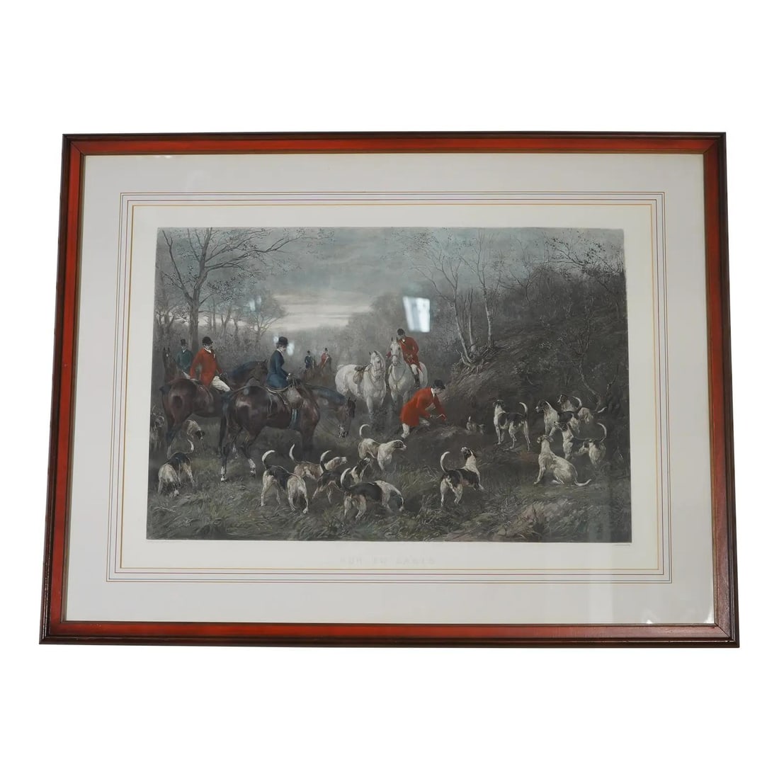 Framed Colored Engraving Print Run the Earth after Heywood Hardy (1 of 10)