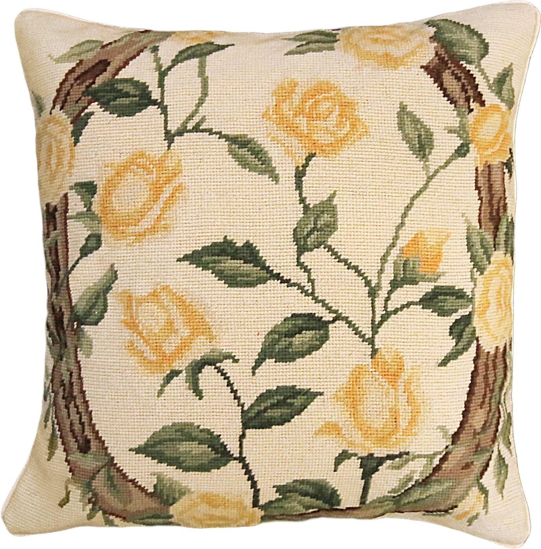 Americana Equestrian Yellow Rose Decorative Pillow 18x18 Handcrafted (1 of 1)