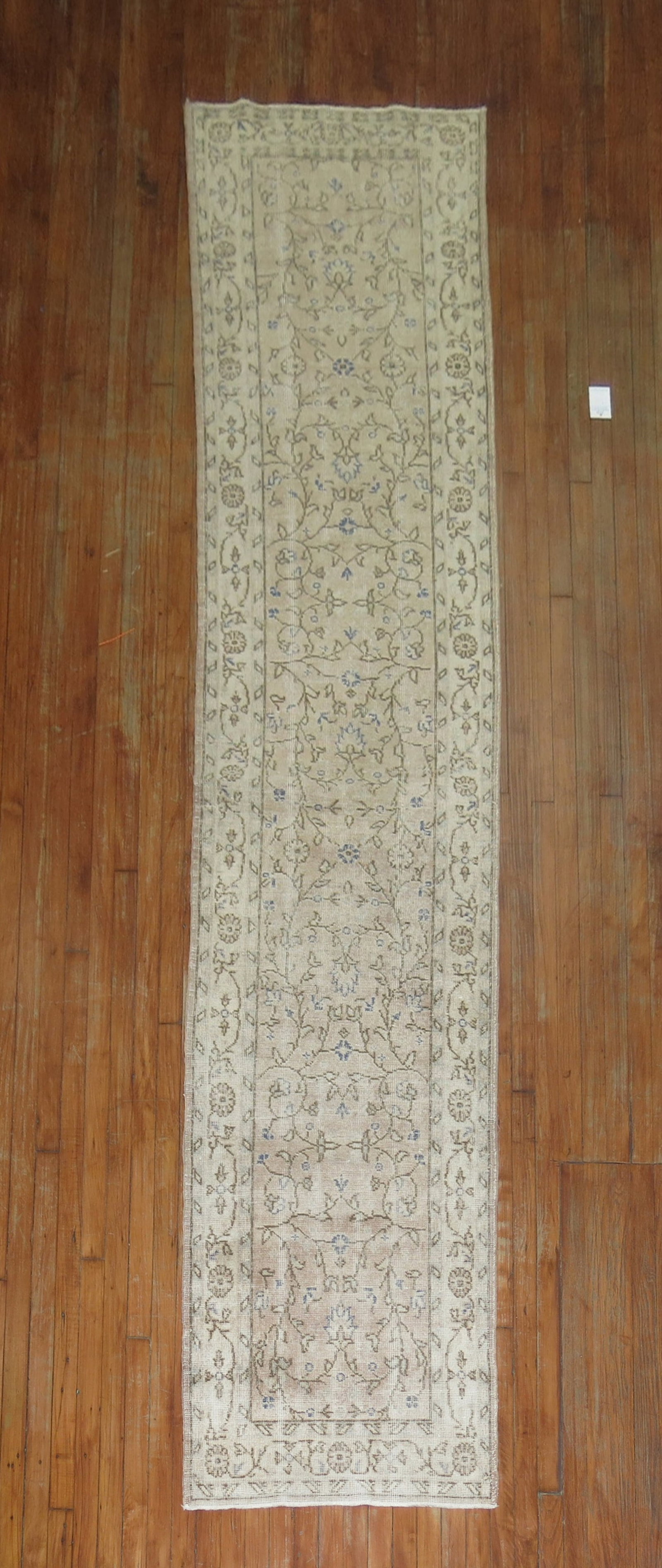 2' 7" x 11' 11" Turkish Keysari Runner Neutral Tones Mid 20th Century (1 of 2)