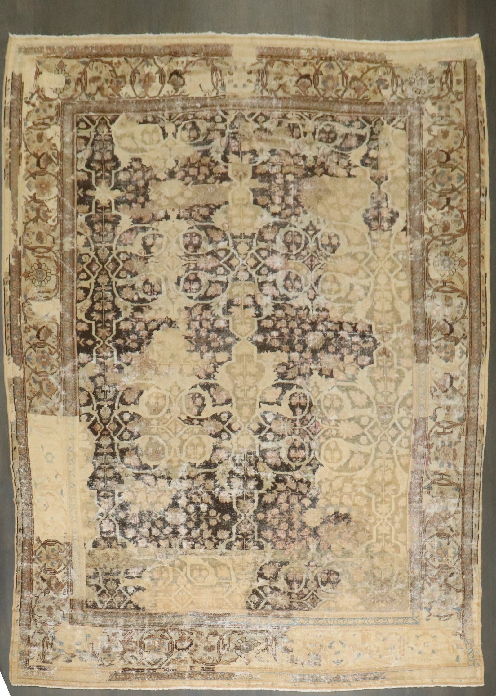 10' 8" x 14' 2" Persian Sultanabad Mahal Room Rug Restored: 10' 8" x 14' 2" Persian Sultanabad Mahal Room Rug Restored Late 19th century antique Persian Sultanabad rug with restored condition. This pre-owned room-size carpet features the classic Sultanabad/Mah