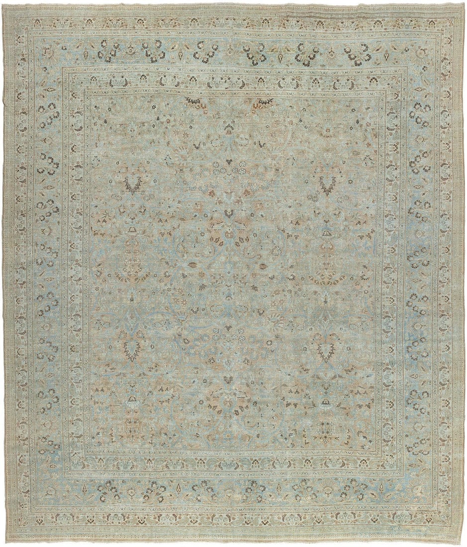 14' 2" x 16' 7" Antique Persian Doroksh Square Rug: 14' 2" x 16' 7" Antique Persian Doroksh Square Rug Late 19th century Persian Doroksh rug in neutral colors. This pre-owned oversize square rug offers a classic antique presence while retaining the ori
