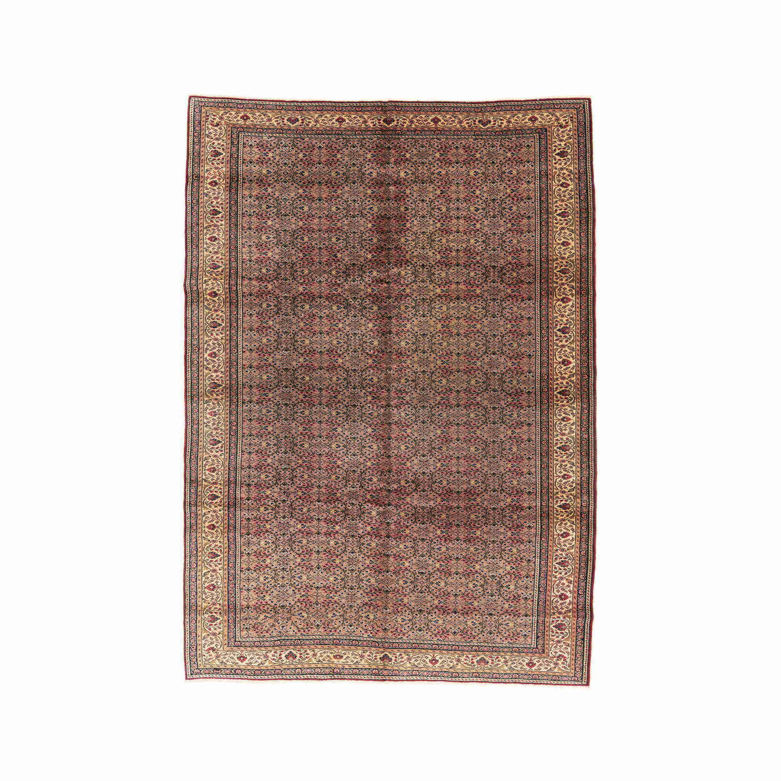 Authentic Handmade Kayseri Carpet Wool on Cotton 78.7x111 Inches: Authentic Handmade Kayseri Carpet Wool on Cotton 78.7x111 Inches This authentic handmade Kayseri carpet is crafted from high-quality wool on a cotton base, showcasing traditional craftsmanship from th