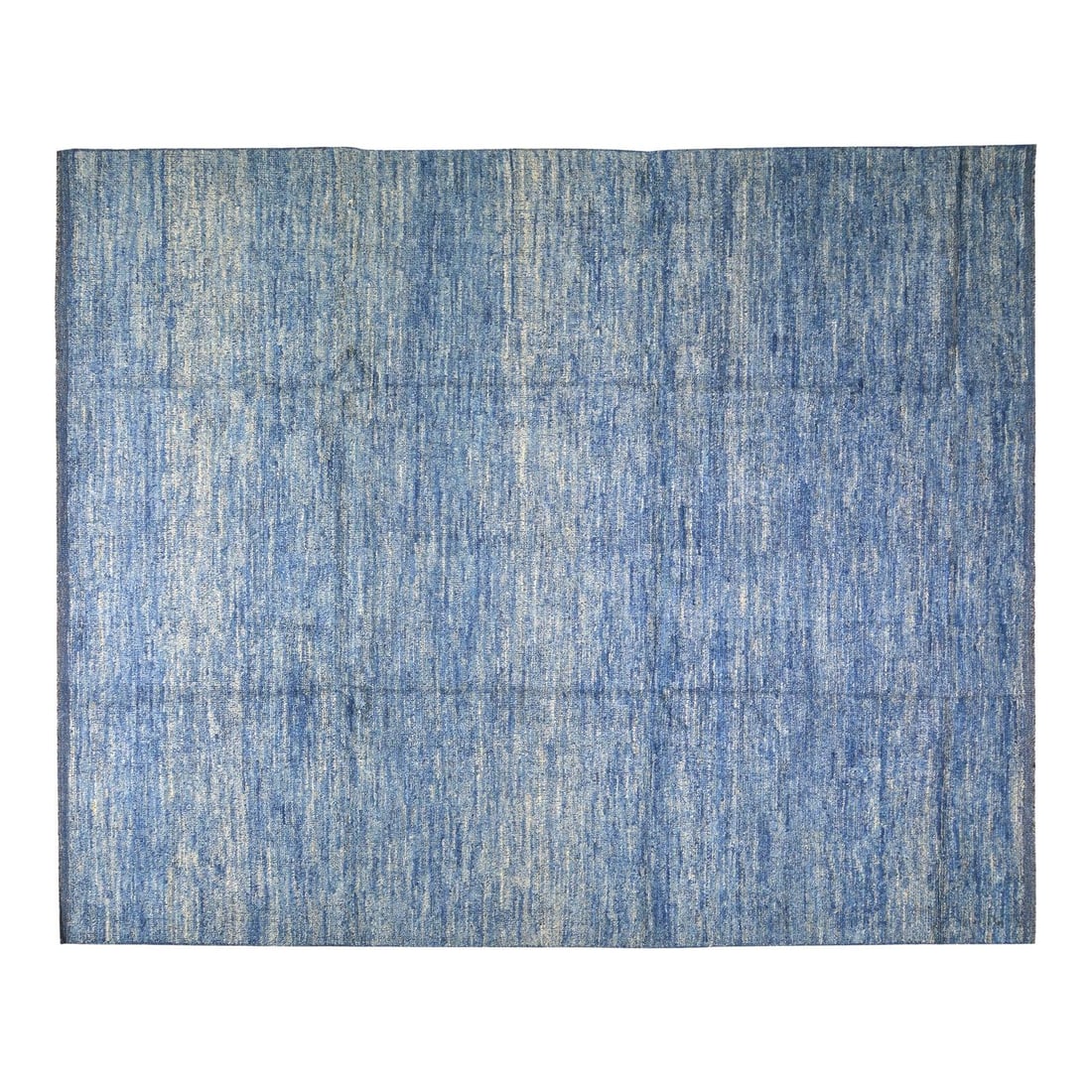 9'6" x 12' Blue Wool Area Rug Hand Knotted Moroccan Style: 9'6" x 12' Blue Wool Area Rug Hand Knotted Moroccan Style This Moroccan hand-knotted wool rug features traditional craftsmanship combined with a modern design sensibility. Its soft, durable wool const