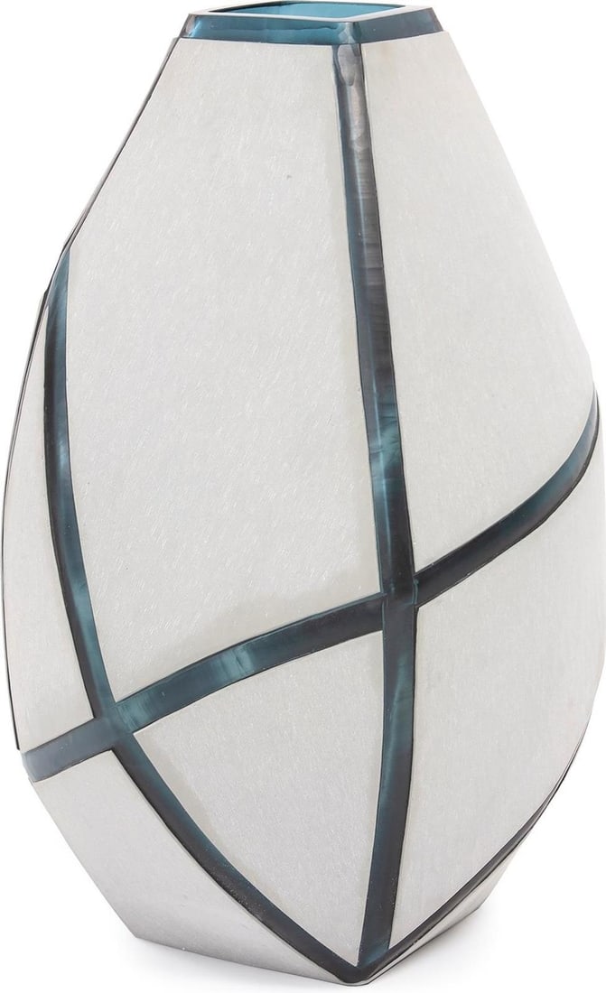 Howard Elliott Bain Deep Aqua Glass Vase 18H Round Design (1 of 6)