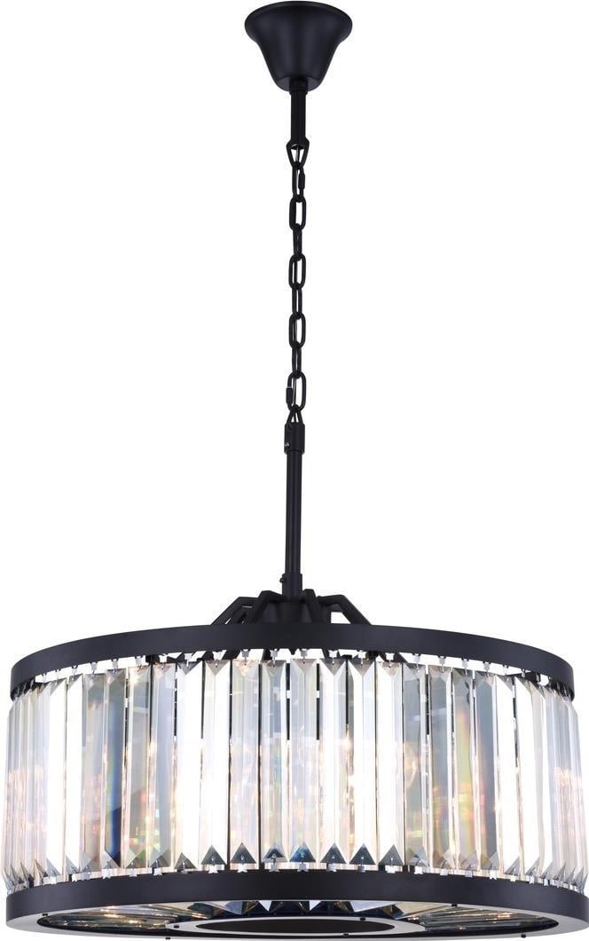 Elegant Chelsea Crystal Pendant Light UL-Listed 8 Bulbs Clear Crystal Matte Black: Elegant Chelsea Crystal Pendant Light UL-Listed 8 Bulbs Clear Crystal Matte Black Illuminate your space with the Elegant Chelsea Crystal Pendant Light, a stunning fixture that combines modern elegance