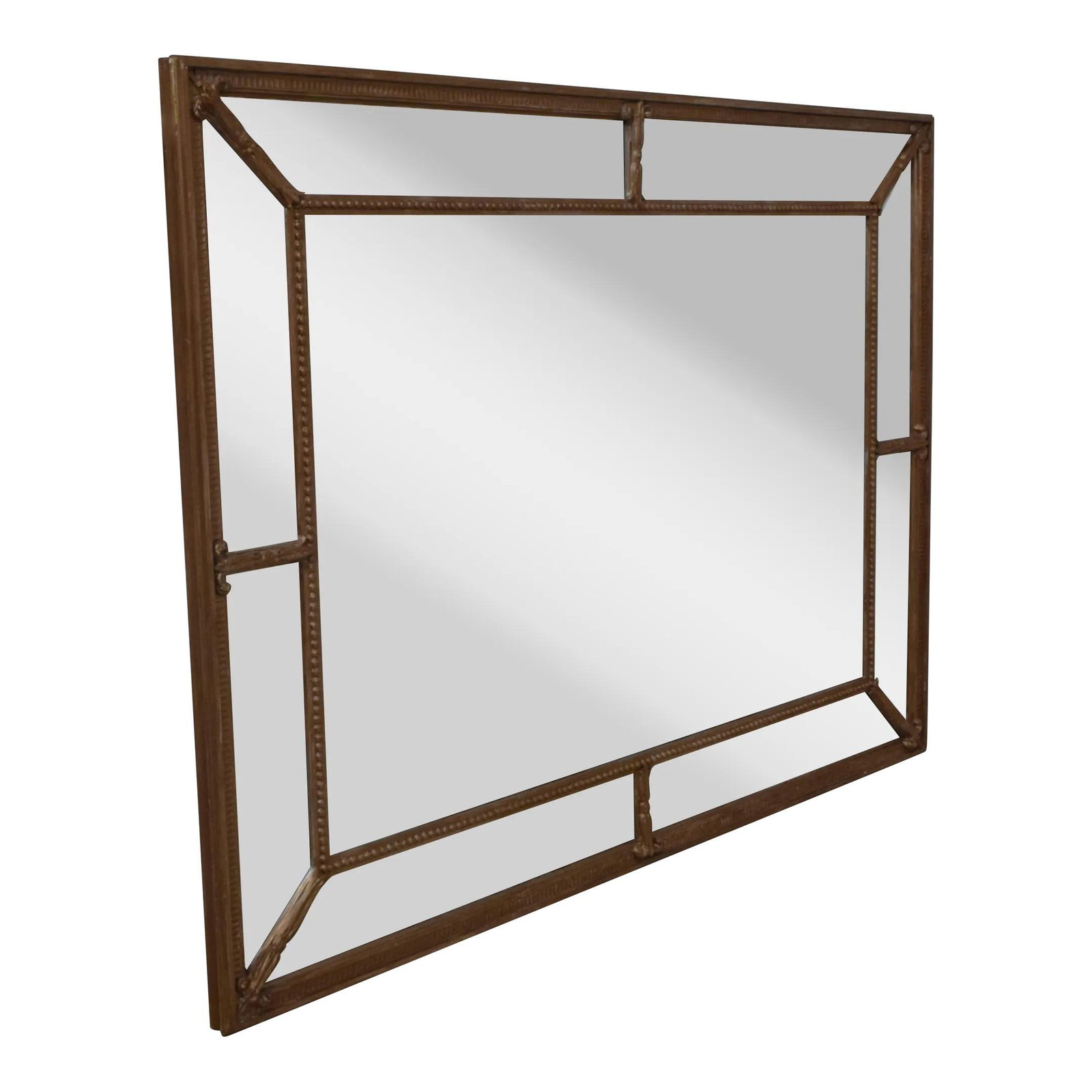 Friedman Brothers Vintage Gold Beveled Glass Mirror 49 x 37: Friedman Brothers Vintage Gold Beveled Glass Mirror 49 x 37 This rectangular beveled glass mirror, crafted by Friedman Brothers, showcases a timeless design that adds elegance to any space. With a gol