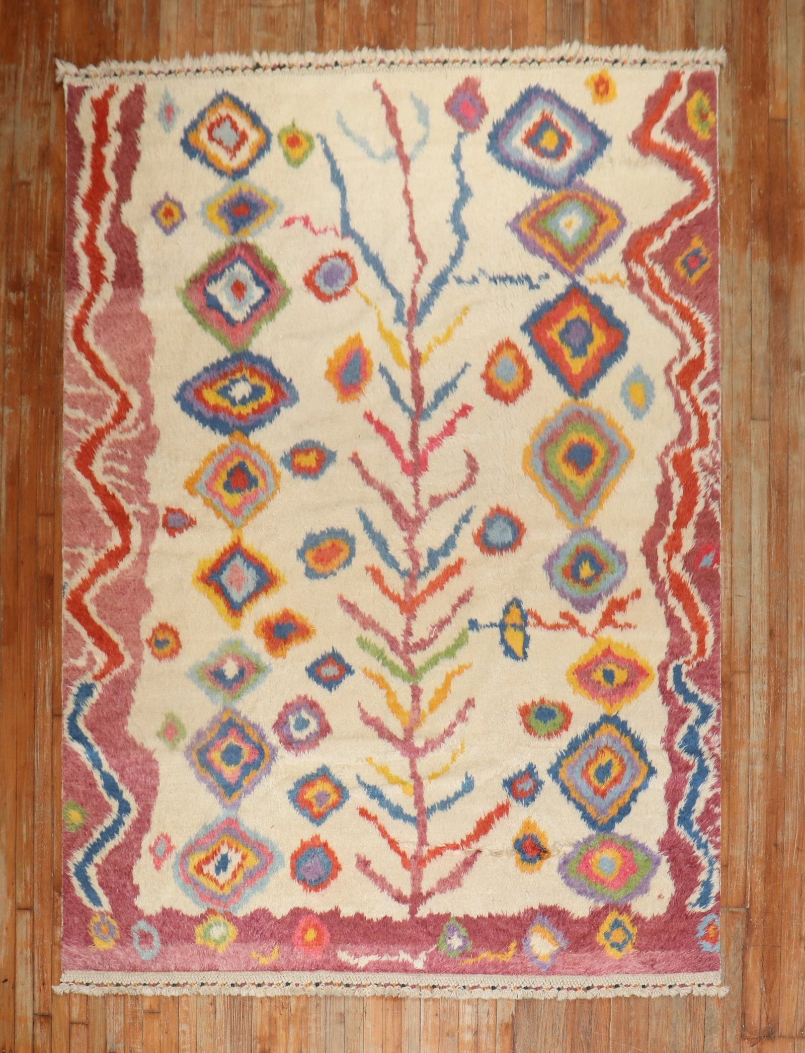 6' 8" x 9' 9" Turkish Tulu Shag Rug in Ivory (1 of 7)