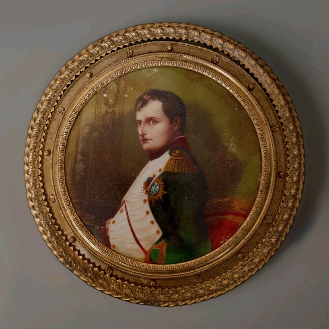 6.5 in French porcelain portrait plaque of Napoleon in bronze frame (1 of 10)
