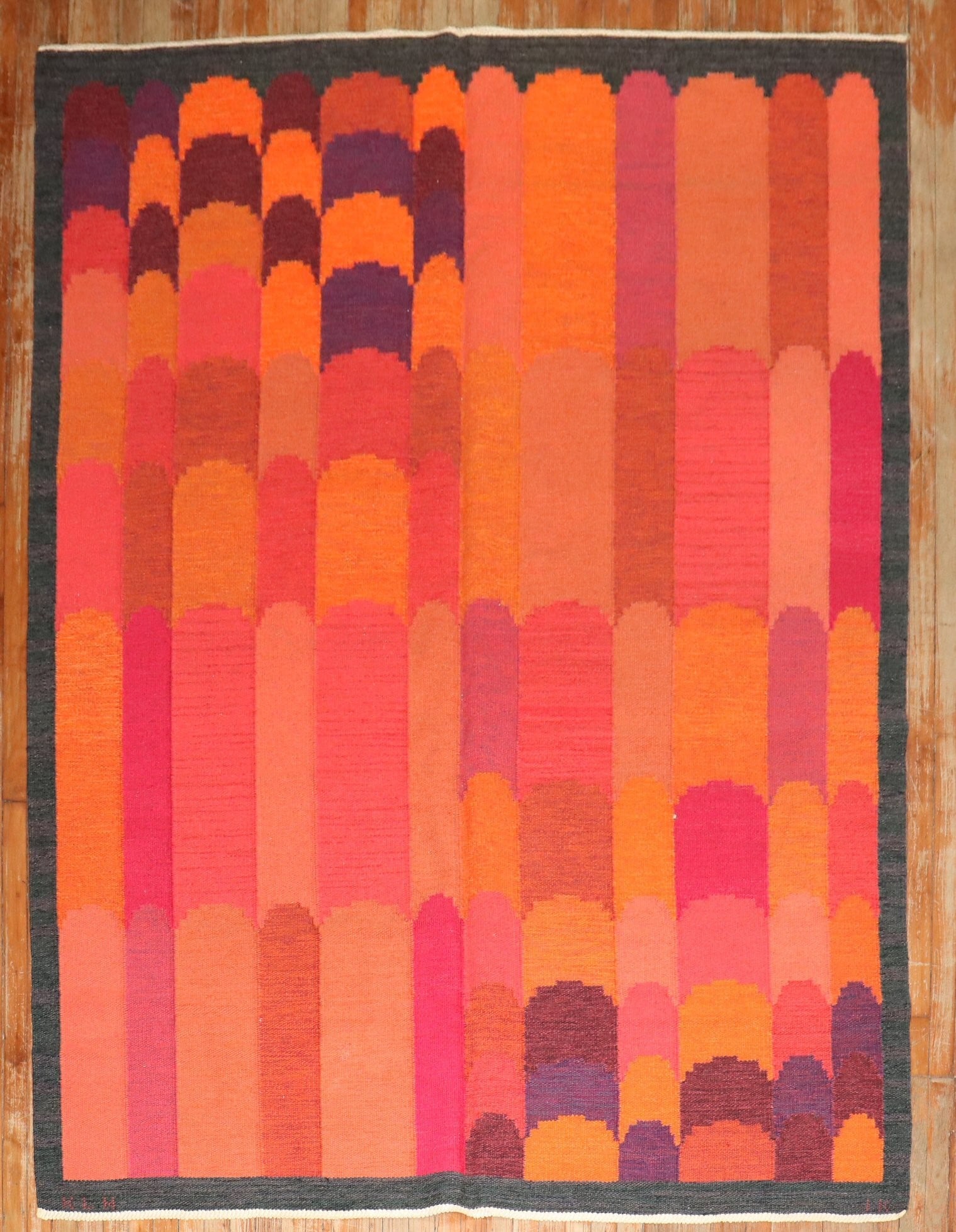 6' 6" x 8' 7" Vintage Swedish Kilim Rug by Irma Kronlund (1 of 7)