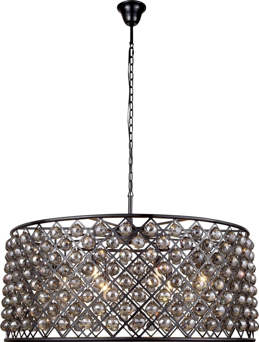 Madison Crystal Pendant Light by Elegant Lighting 10 Bulbs Mocha Finish (1 of 1)