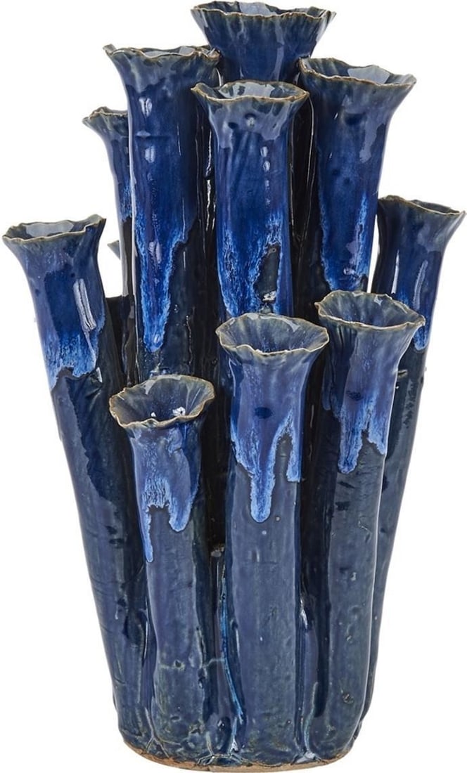 Elegant Royal Blue Coral Vase 15.5H 10W 10D: Elegant Royal Blue Coral Vase 15.5H 10W 10D Elevate your home decor with this elegant Royal Blue Coral Vase. Measuring 15.50 inches in height and 10.00 inches in width and depth, this vase is perfect 