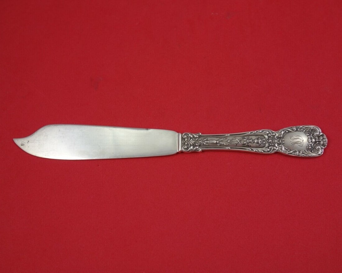 Gorham Florentine All Sterling Silver Fish Knife 8 1/8 Inch: Gorham Florentine All Sterling Silver Fish Knife 8 1/8 Inch This exquisite Florentine by Gorham fish knife features a flat handle and is crafted entirely from sterling silver. Measuring 8 1/8 inches, 