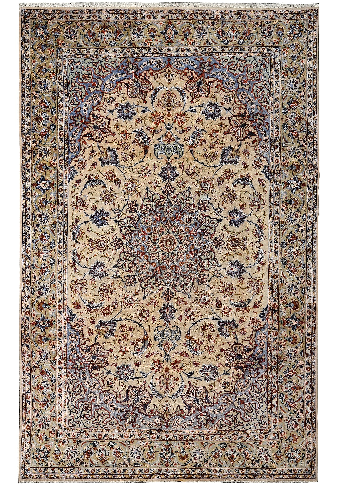 7.8 x 11.7 Persian Hand Knotted Esfahan Najaf Wool Rug: 7.8 x 11.7 Persian Hand Knotted Esfahan Najaf Wool Rug Free continental US Shipping This Persian hand-knotted Esfahan Najaf rug is crafted from high-quality wool, offering both durability and timeless