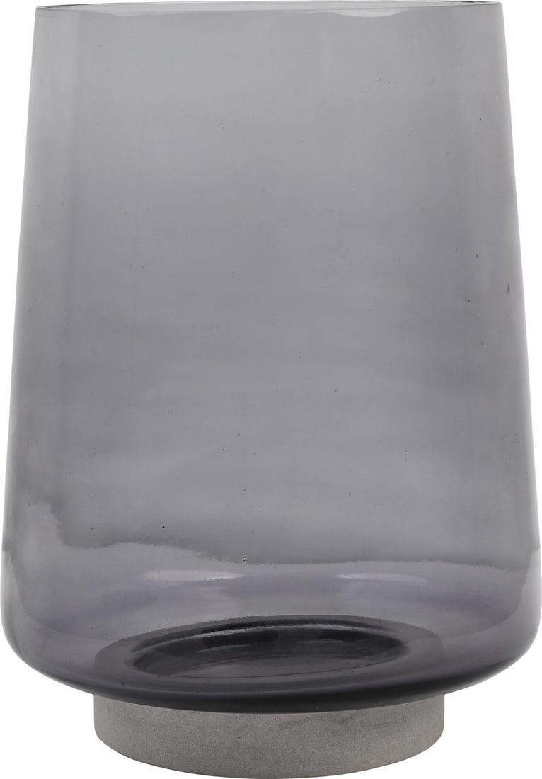 Kellsie Smoked Gray Glass Stone Hurricane Vase 12.5 x 9.5 x 9.5: Kellsie Smoked Gray Glass Stone Hurricane Vase 12.5 x 9.5 x 9.5 Enhance your home decor with this elegant Smoked Gray Glass & Stone Vase. Standing at a height of 12.50 inches, this hurricane vase feat