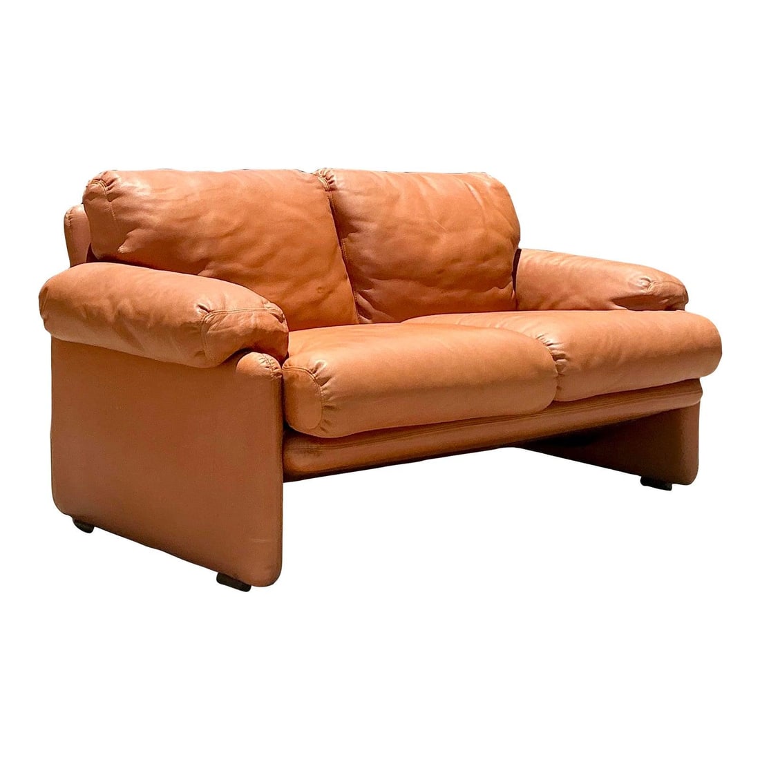 Tobia Scarpa for B&B Italia Vintage Coronado Loveseat in Cognac Leather (1 of 9)