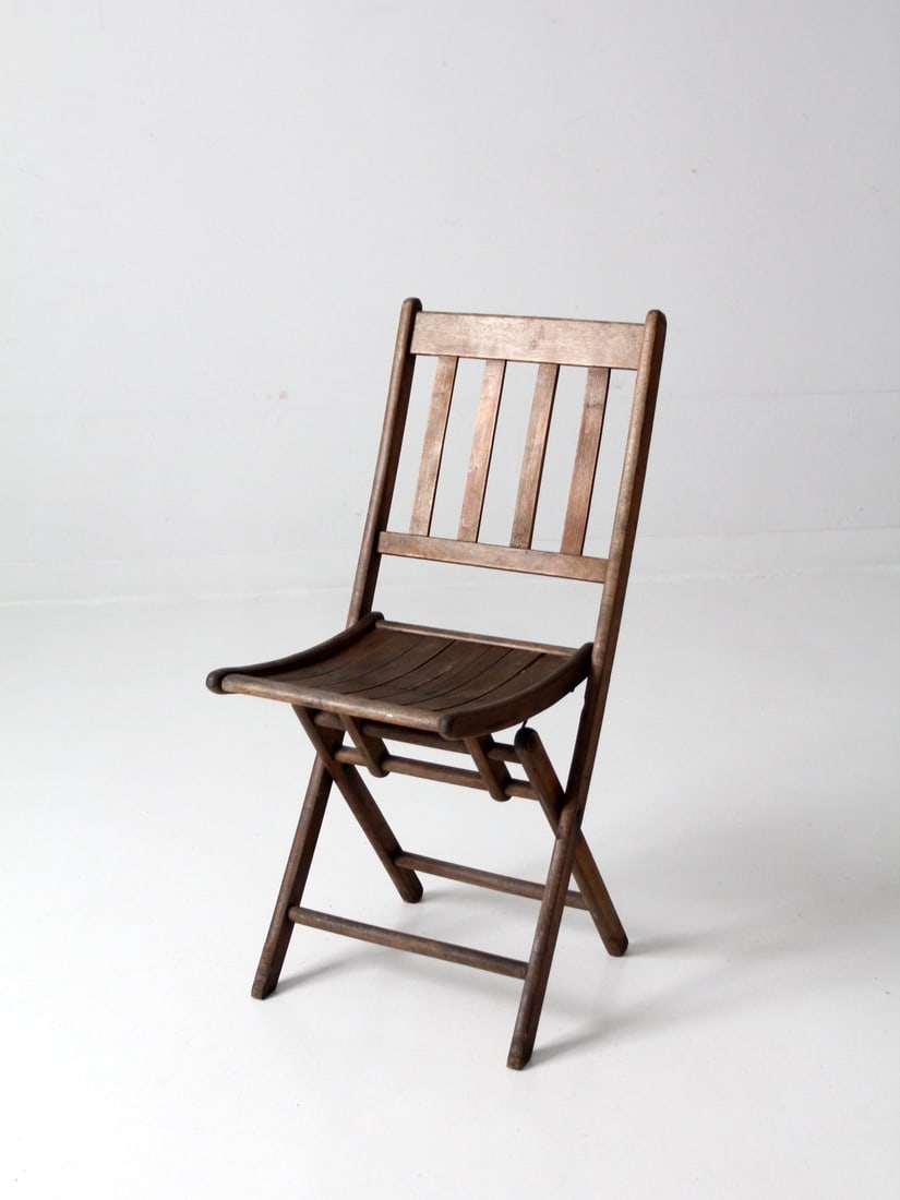 1940s Vintage Wooden Folding Chair with JBY Stencil (1 of 10)