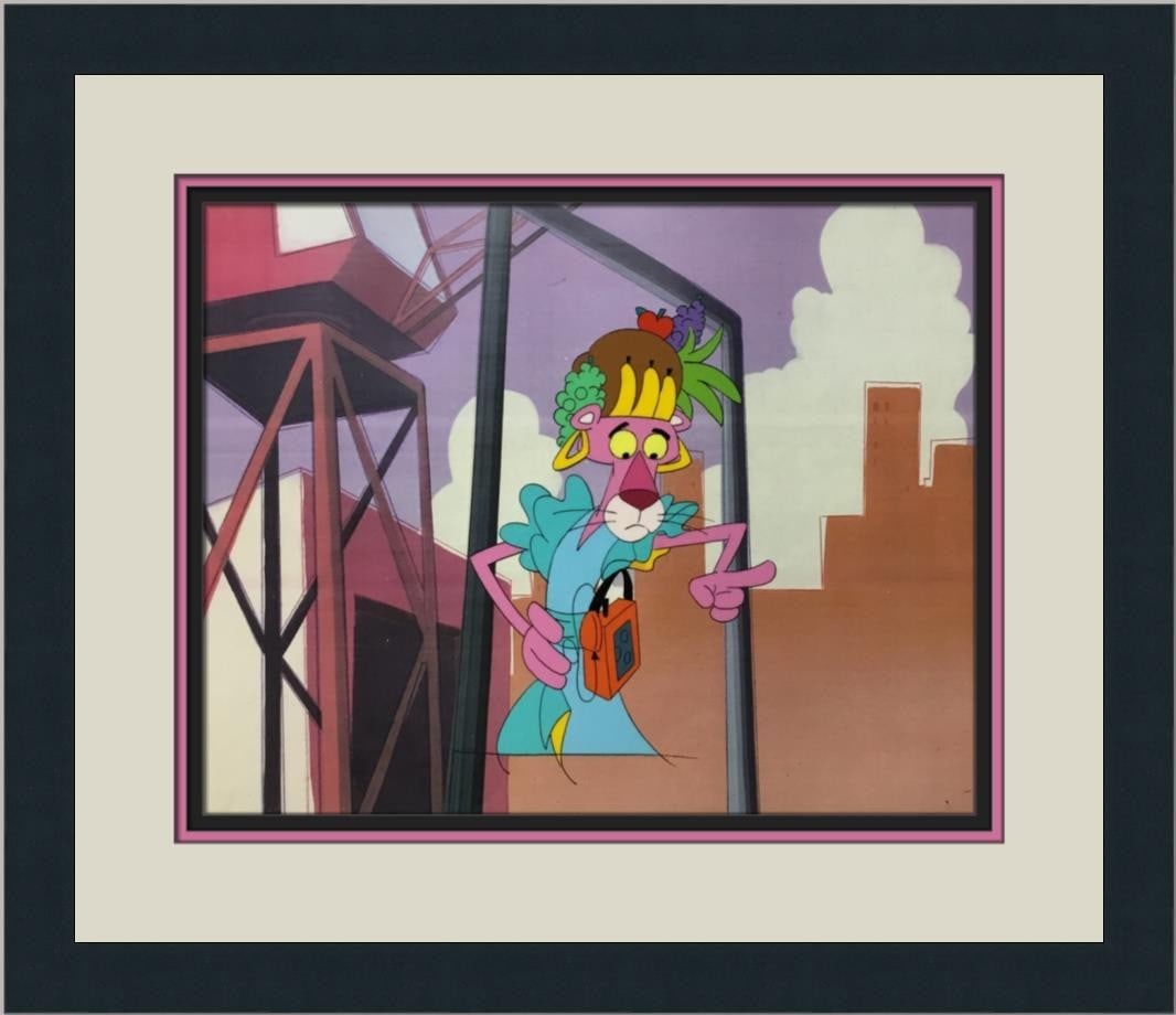 Framed Pink Panther Hand Painted Animation Cel With Original Background 1993 (1 of 3)