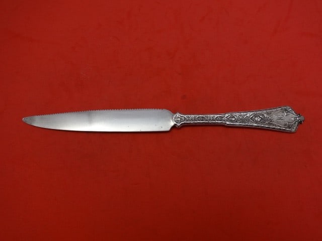 Tiffany & Co Persian Sterling Silver Fruit Knife 7 7/8 Inch Serrated: Tiffany & Co Persian Sterling Silver Fruit Knife 7 7/8 Inch Serrated This elegant fruit knife by Tiffany & Co. features a stunning Persian pattern and is crafted entirely from sterling silver. Measuri