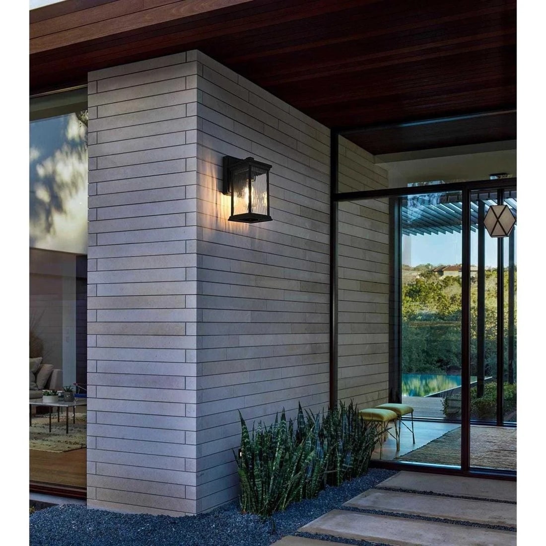 Mascher outdoor wall lantern black aluminum glass 10.5 in: Mascher outdoor wall lantern black aluminum glass 10.5 in Outdoor wall sconce light fixture in a traditional style with a black finish. It is made of aluminum and glass, with rippled, wavy clear glass