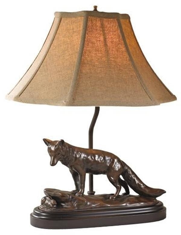 Handcrafted Lodge Style Table Lamp USA Fox and Rabbit Design: Handcrafted Lodge Style Table Lamp USA Fox and Rabbit Design This item is made at time of order. Please allow 42 to 70 days for production. Illuminate your space with this unique USA-made Lodge Style 