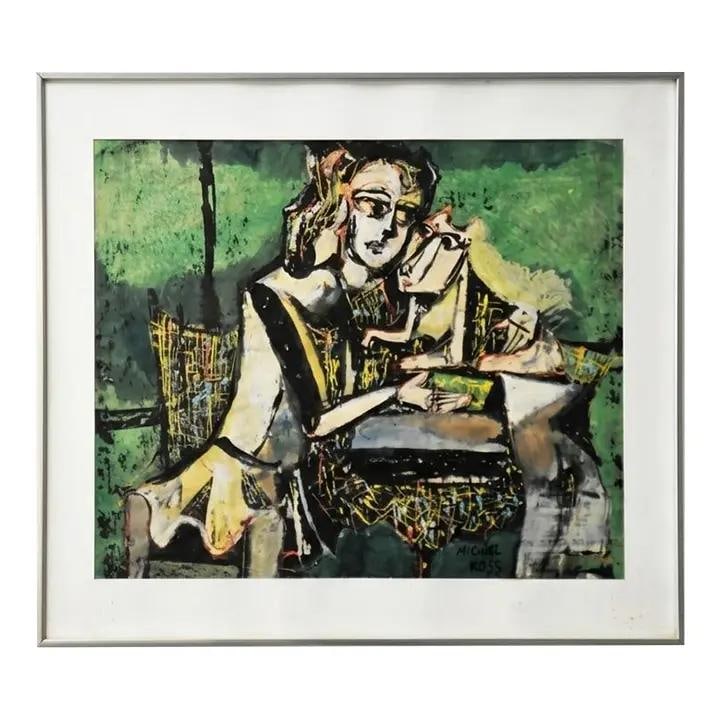 Michael Ross Cubist Watercolor Painting 28.25 x 22.5 (1 of 5)