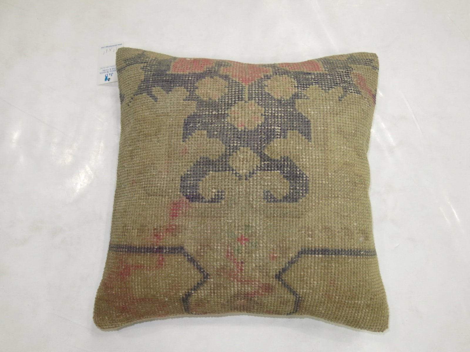 Turkish Rug Pillow 1' 7" x 1' 8" Pink Accents (1 of 2)
