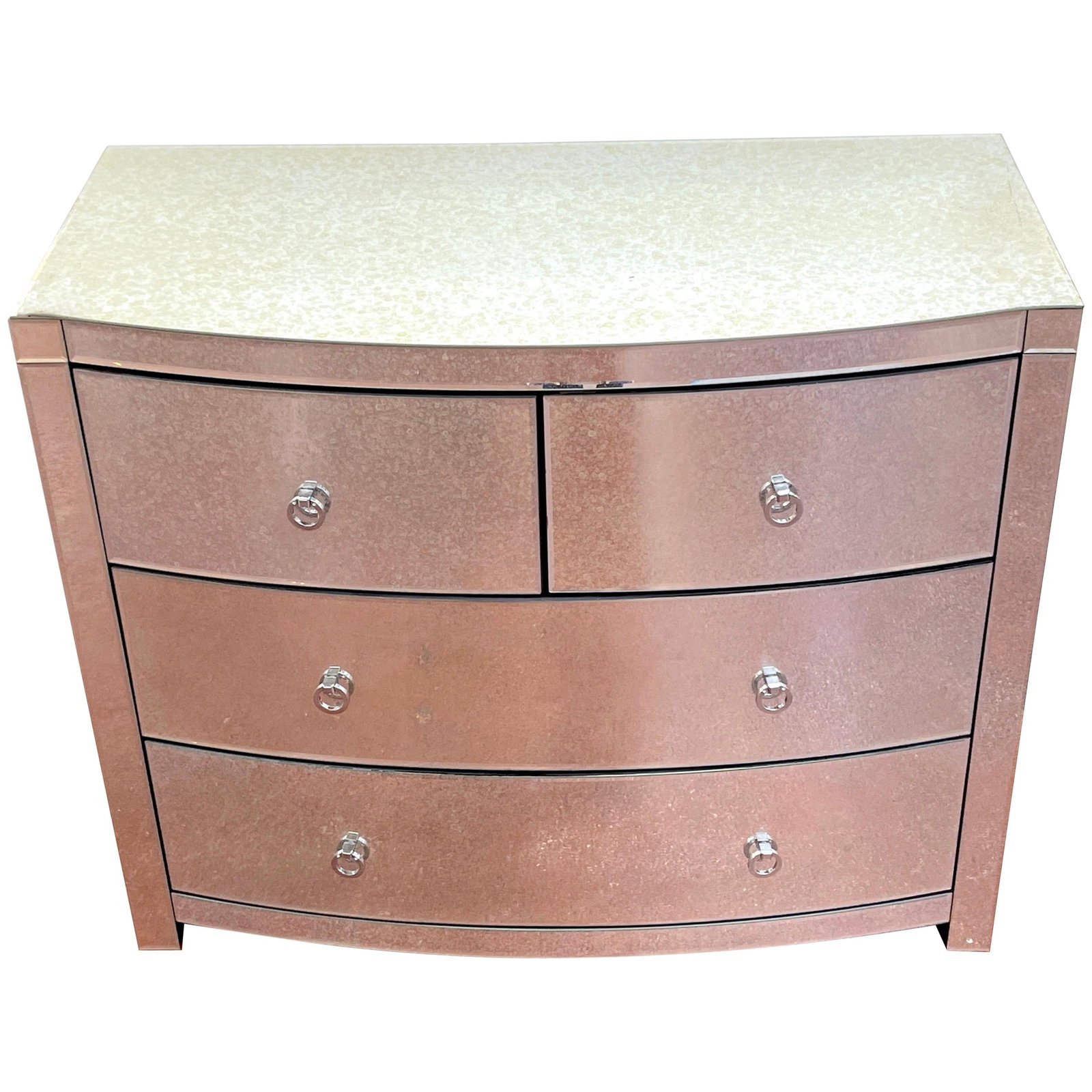 Elegant Modern Verre Eglomise Mirror Chest with Chrome Accents (1 of 11)