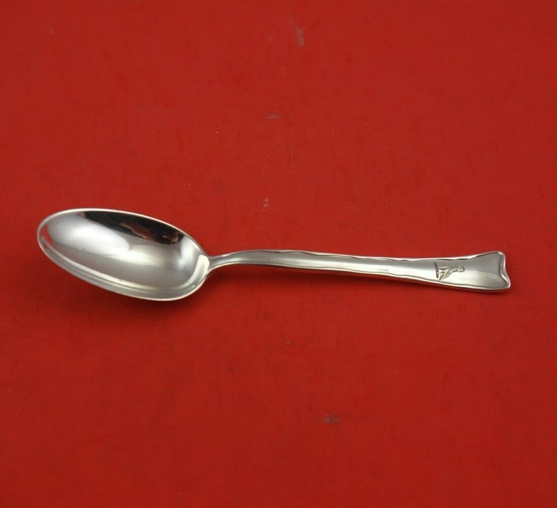 Tiffany & Co Sterling Silver Teaspoon Engraved Hawk 6 Lap Over Edge: Tiffany & Co Sterling Silver Teaspoon Engraved Hawk 6 Lap Over Edge This exquisite Tiffany & Co. sterling silver teaspoon features the Lap Over Edge Plain pattern, elegantly crafted with a unique engr