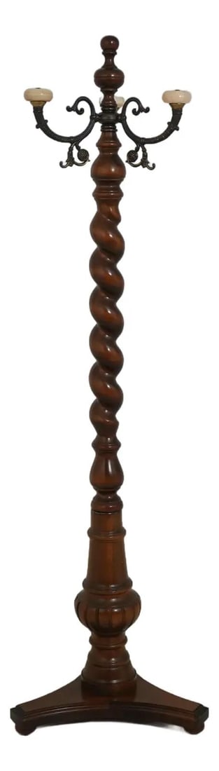 Brass and Marble Coat Rack with Barley Twist Victorian Style 68h (1 of 10)