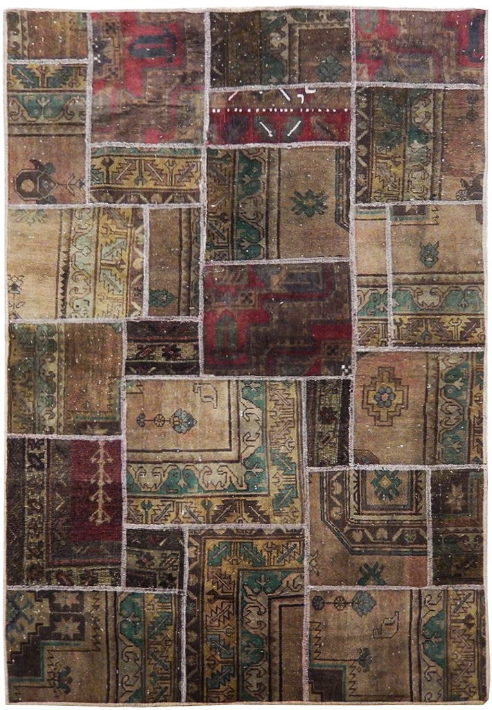 4' x 6' Brown Antique Persian Patchwork Area Rug Handmade in Iran: 4' x 6' Brown Antique Persian Patchwork Area Rug Handmade in Iran Free continental US Shipping Introduce a touch of history and character to your home with this stunning 4' x 6' Brown Antique Persian 