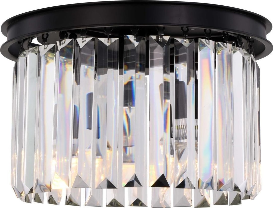 Sydney Collection Flush Mount Ceiling Light Crystal Matte Black (1 of 1)