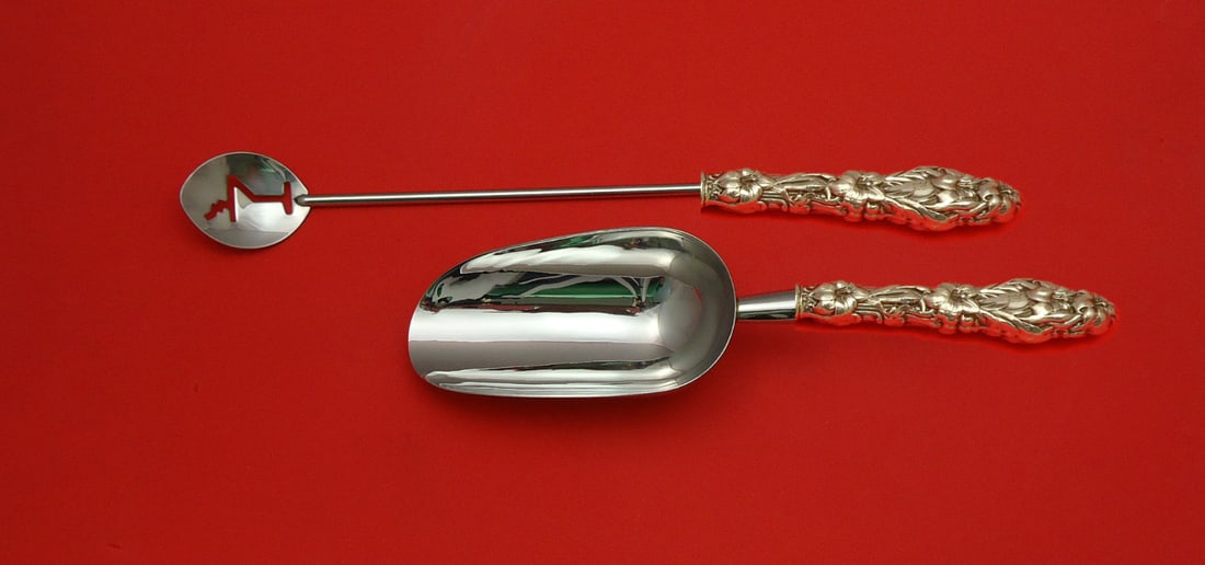 Whiting Lily Sterling Silver 2pc Bar Set Custom Made Monogrammed: Whiting Lily Sterling Silver 2pc Bar Set Custom Made Monogrammed Elevate your entertaining experience with this exquisite 2-piece Lily by Whiting Sterling Silver Bar Set. This custom-made hostess set 